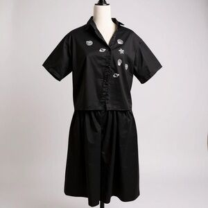 Black Short Sleeve with Culottes